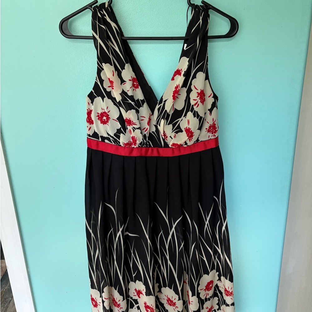 dressbarn Black and Red Floral Midi Dress